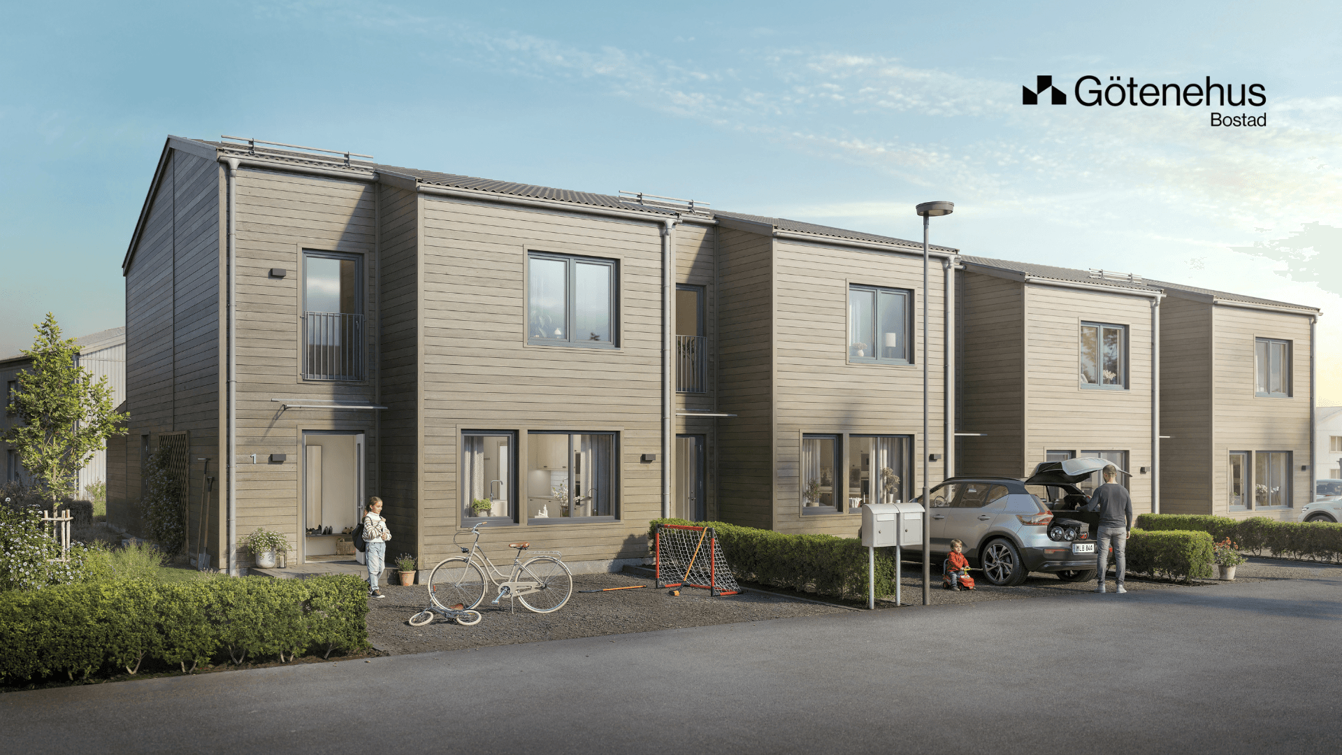 Rendering av fasad på Irisgatan, Bara backar i Svedala kommun