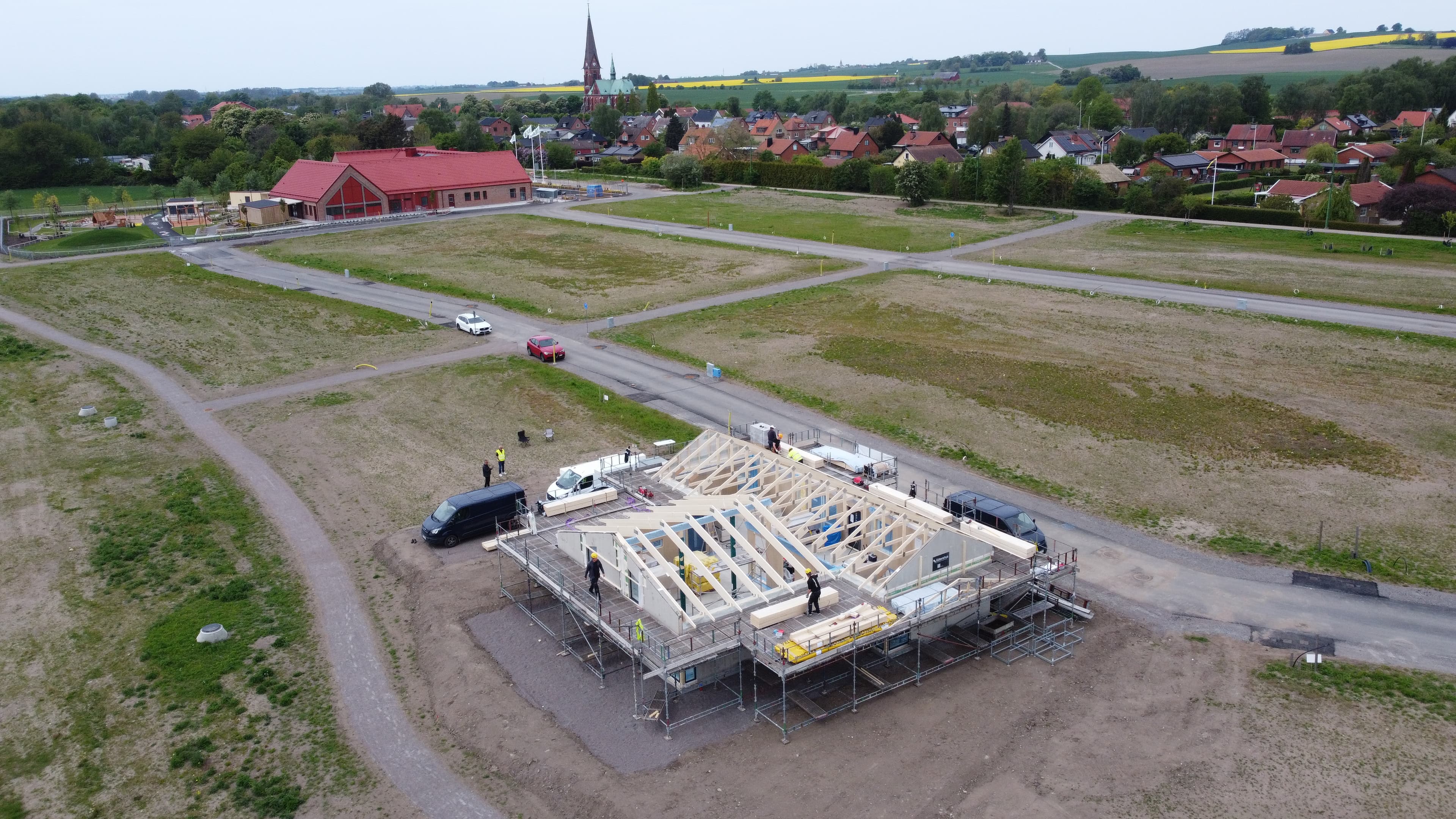 Lövhem XL under byggnation i Asmundtorp, Landskrona kommun.