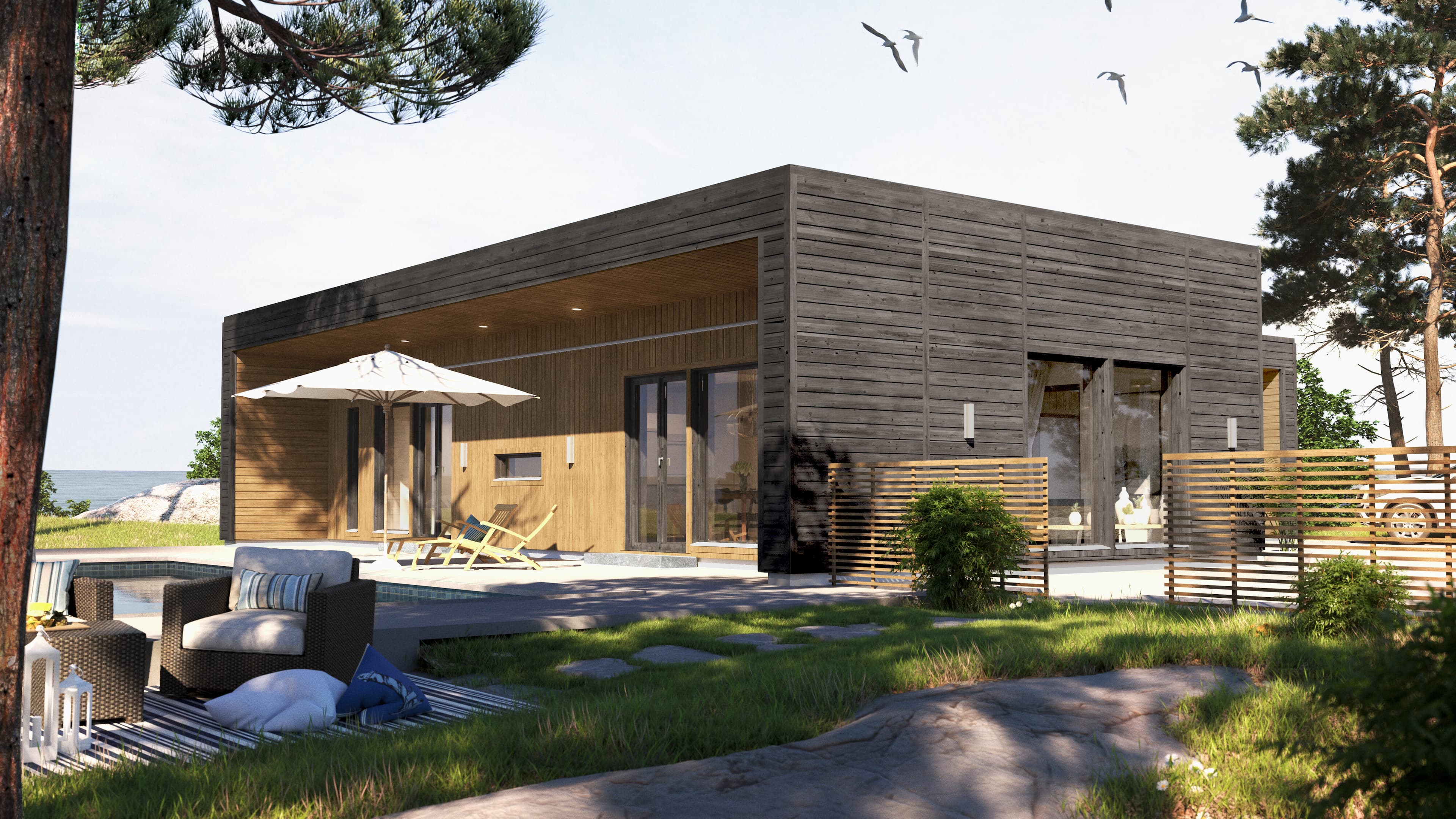 Rendering av husmodell Frillesås